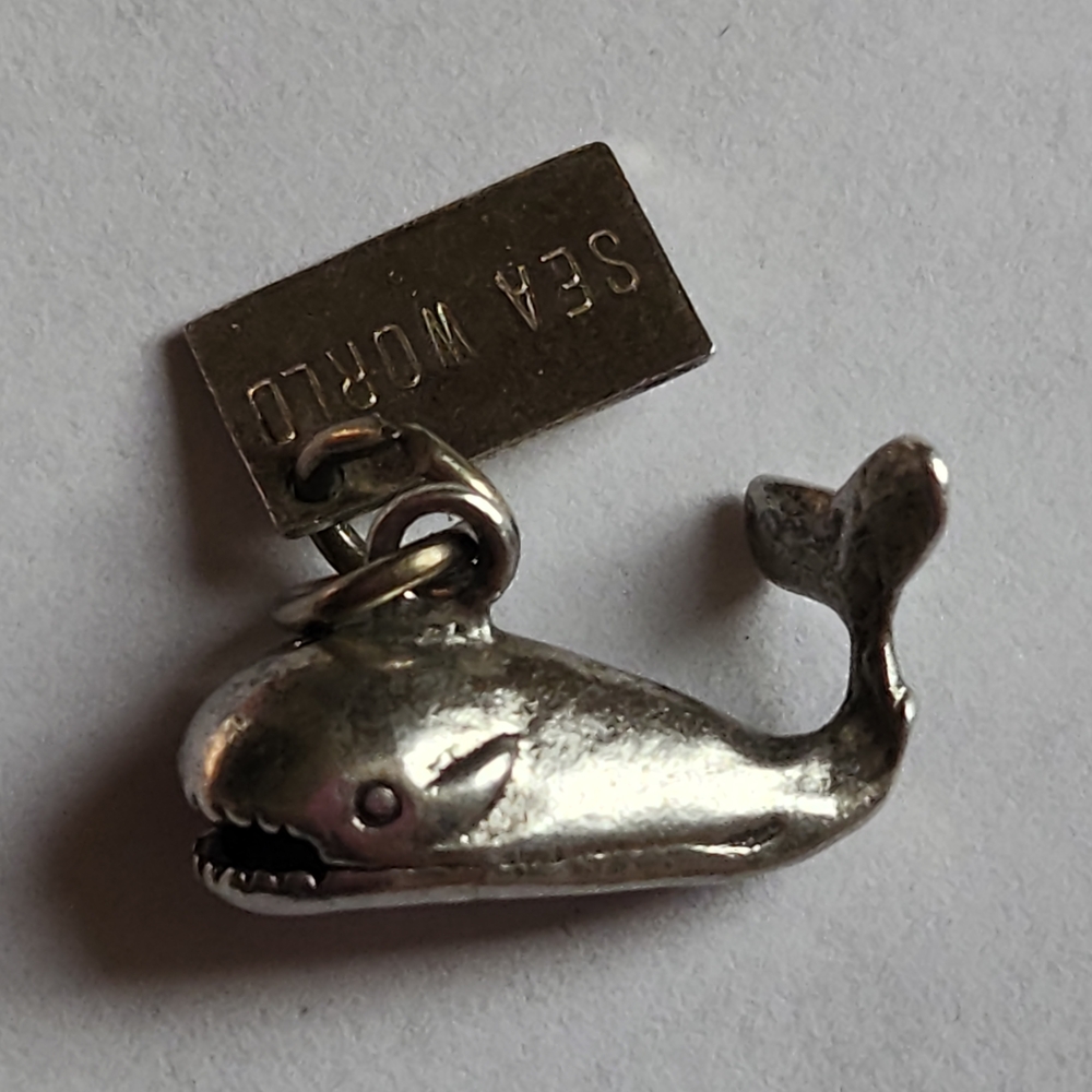 Sea World Sterling Silver Whale Charm Pendant